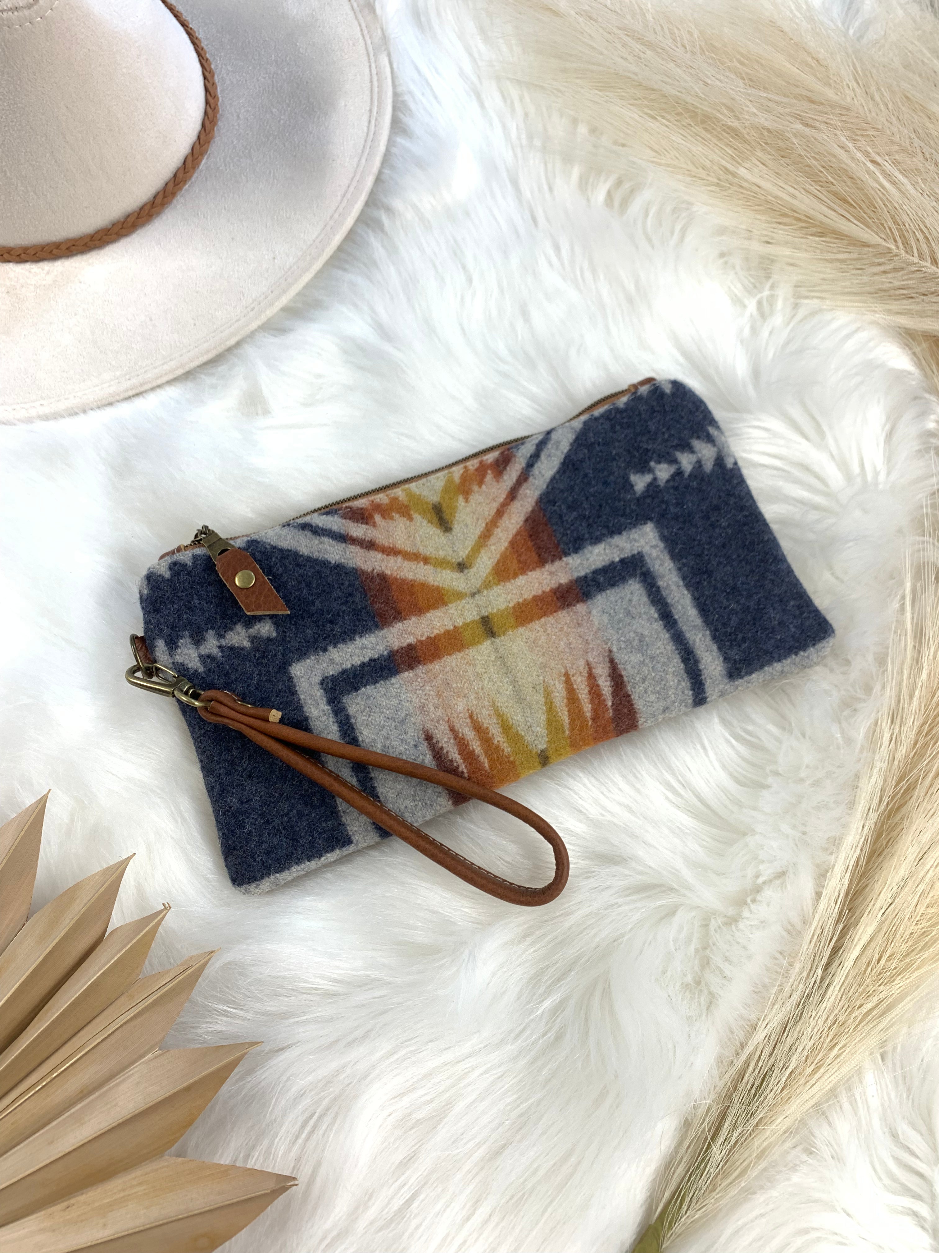 Western Style Fringe Bag in Portland Wool and Leather 