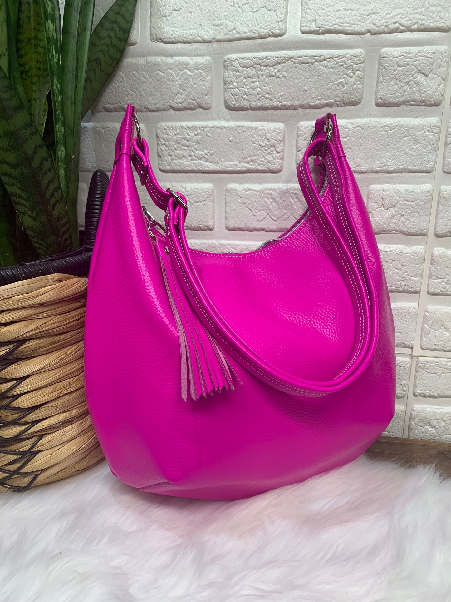 Dream Pink leather hobo bag