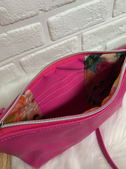 Ruby crossbody bag, hot pink genuine leather, leather crossbody bag, small leather bag